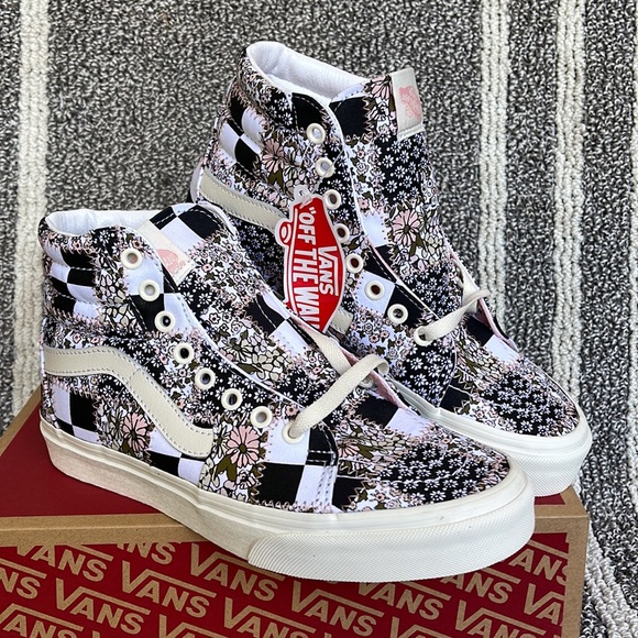 Vans Sk8-Hi Patchwork Floral Multi Marshmallow Pink MENS - Picture 6 of 16